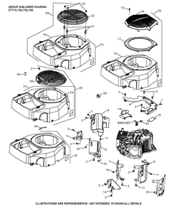 Zt740-3064 Blower Housing Diagram and Parts List for ZT740-3064  Cub Cadet Lawn Tractor